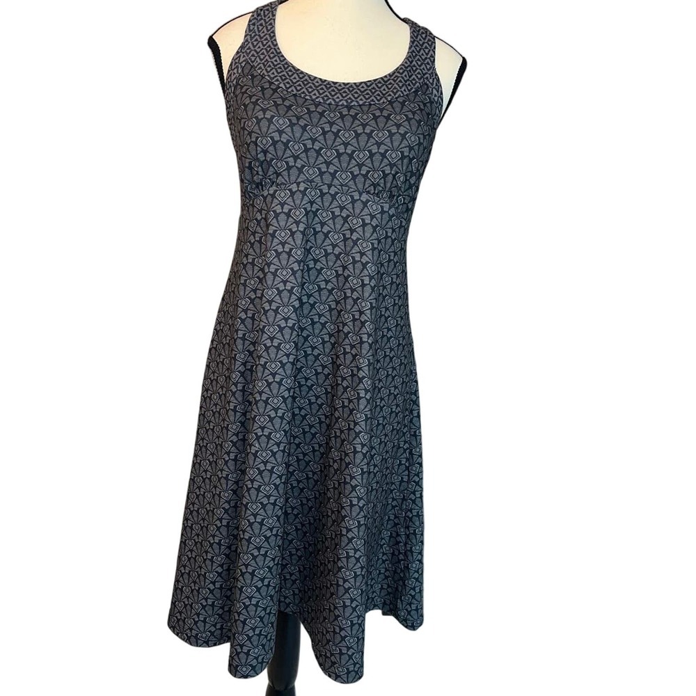 Sleeveless Black Patterned A-Line Dress